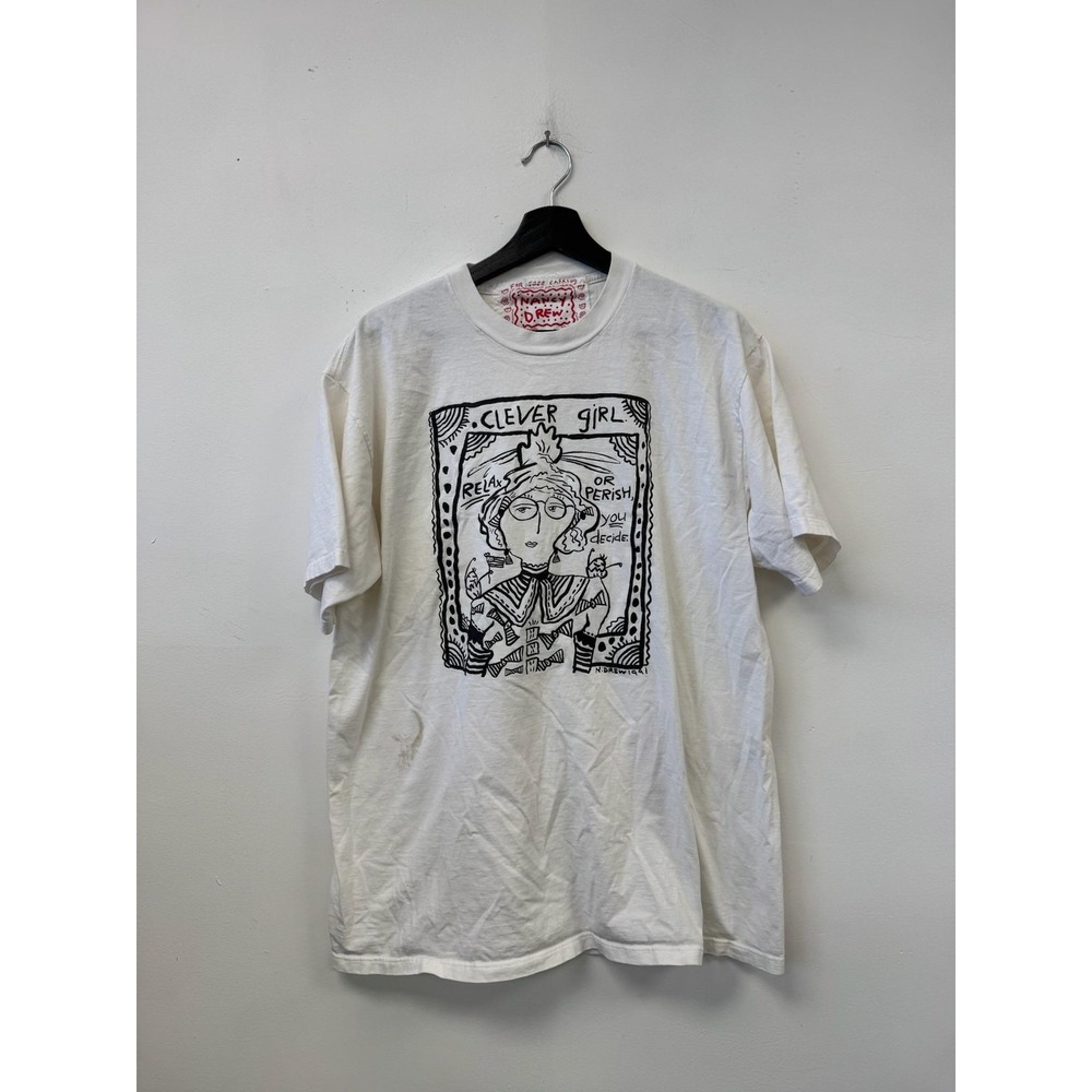 Vintage Nancy Drew Shirt Mens Large White Clever‎ Girl Art Graphic Tee 90s